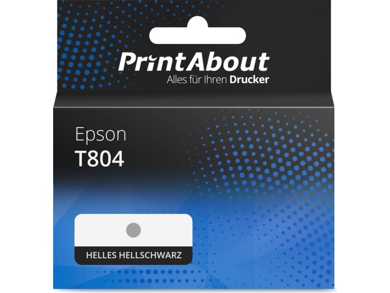 PrintAbout Druckerpatrone T804 (C13T804900) Helles Hellschwarz für Epson