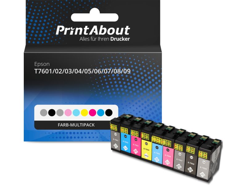 PrintAbout Druckerpatrone T7601/02/03/04/05/06/07/08/09 Farb-Multipack Multipack für Epson