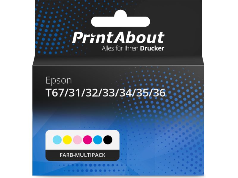 PrintAbout Druckerpatrone T67/31/32/33/34/35/36 (T673) Farb-Multipack Multipack für Epson