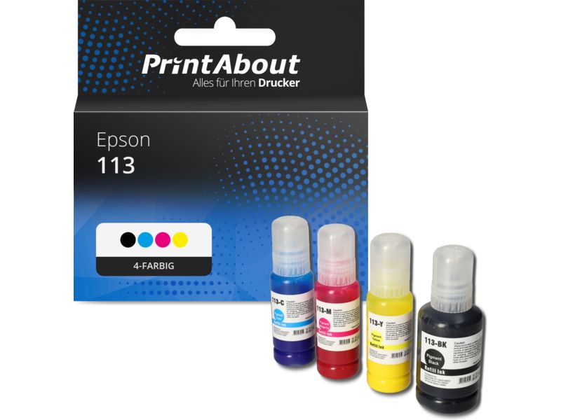PrintAbout Druckerpatrone 113 (CT06B14/24/34/440) 4-farbig Multipack für Epson