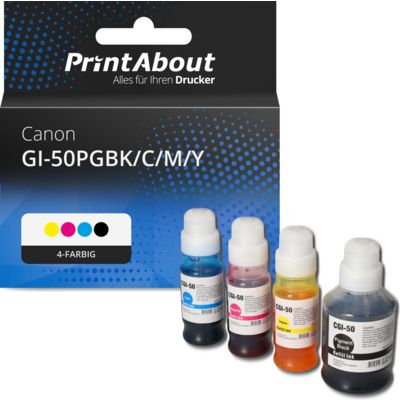 Druckerpatrone kompatibel mit Canon GI-50PGBK/C/M/Y - 4-farbig - Hohe Kapazität - Multipack