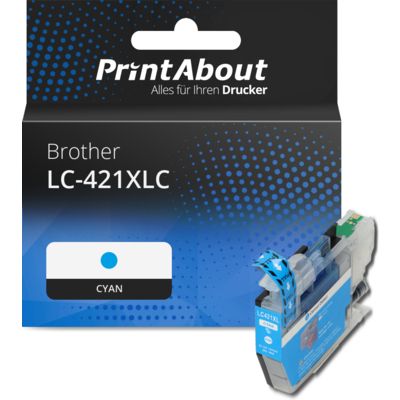 Druckerpatrone kompatibel mit Brother LC-421XLC - Cyan - Hohe Kapazität