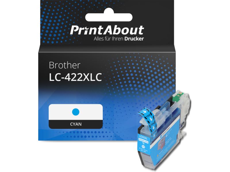 PrintAbout Druckerpatrone kompatibel mit Brother LC-422XLC - Cyan - Hohe Kapazität