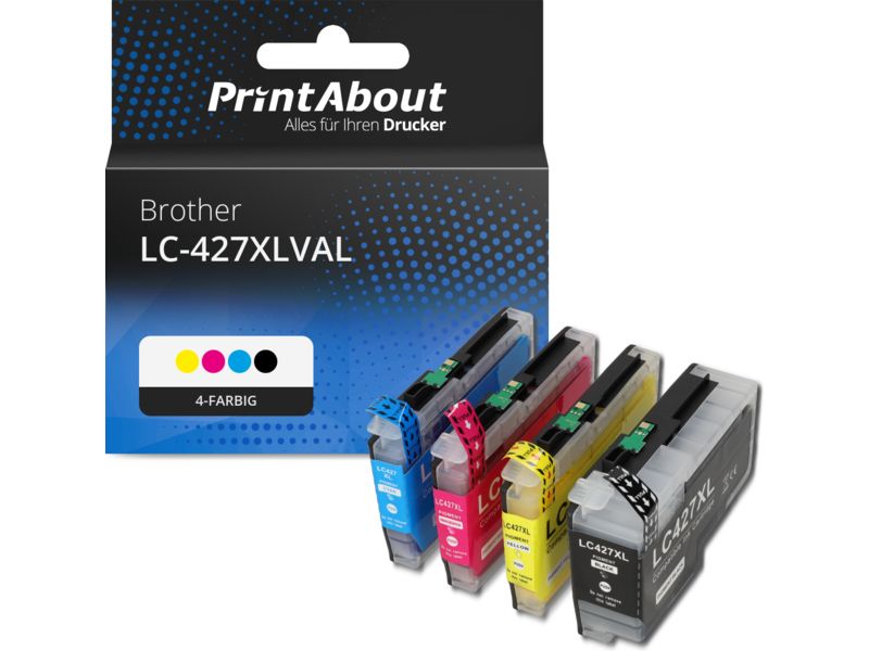 PrintAbout Druckerpatrone LC-427XLVAL 4-farbig Multipack Hohe Kapazität für Brother