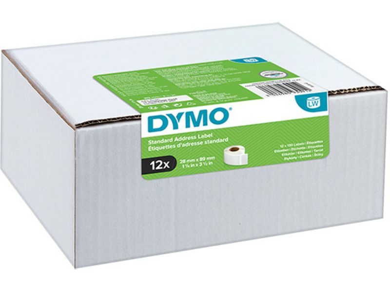 Dymo 2093091 (12 stuks) - Schwarz auf weiß - Etikett