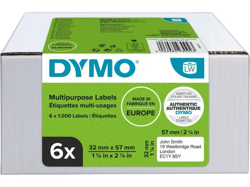 Dymo 2093094 (6 stuks) - Schwarz auf weiß - Etikett