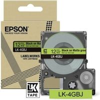 Epson LK-4GBJ Etikettenband Mattschwarz auf Grün (12 mm)