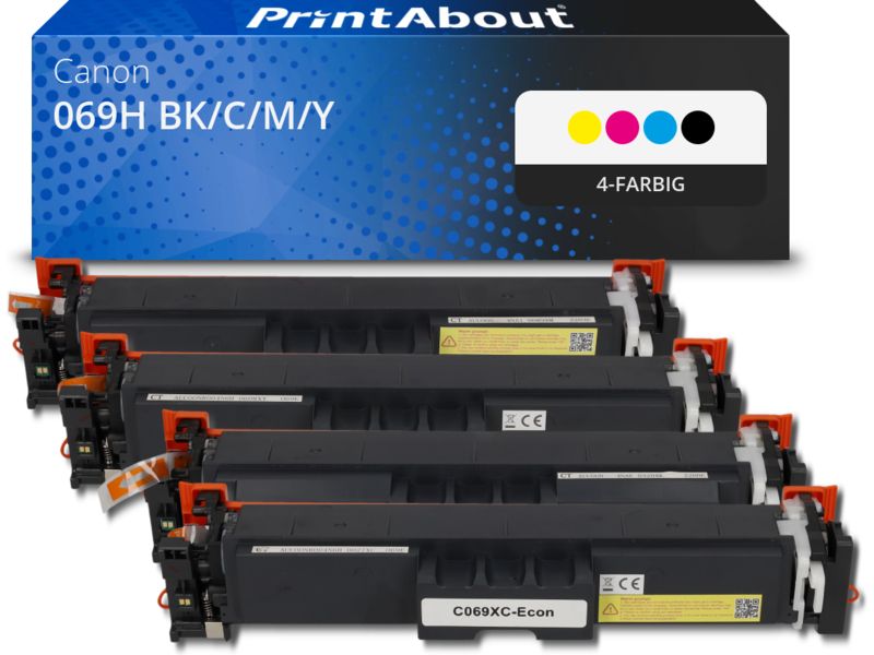 PrintAbout Toner 069H BK/C/M/Y 4-farbig Multipack Hohe Kapazität für Canon
