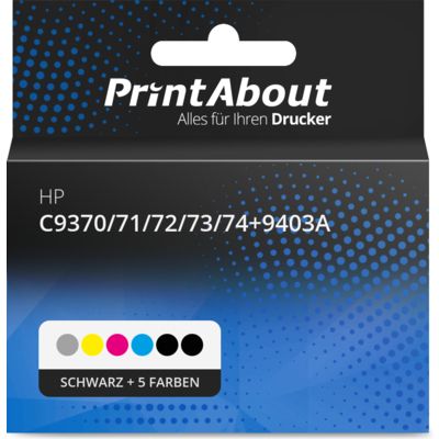 Druckerpatrone kompatibel mit HP C9370/71/72/73/74+9403A - Schwarz + 5 Farben - Multipack