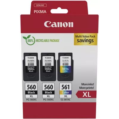 Canon PG-560XL + PG-560XL + PG-561XL Multipack - Schwarz + 3 Farben - Druckerpatrone - Multipack