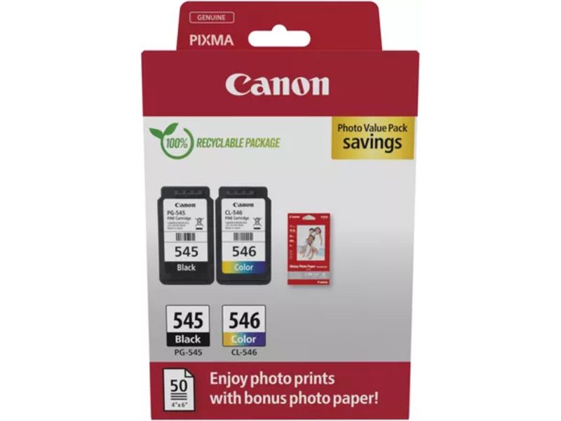 Canon PG-545 + CL-546 photo value pack (PG-545 / CL-546) - Schwarz + 3 Farben - Druckerpatrone - Multipack Image