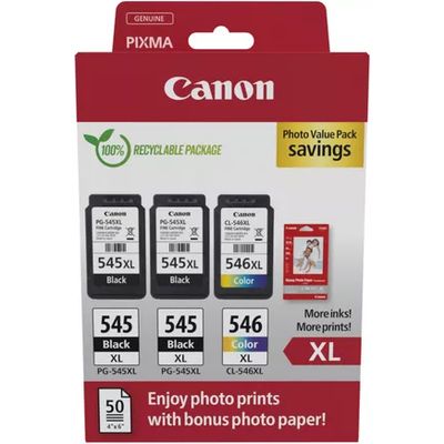 Canon PG-545XL + PG-545XL + CL-546XL photo value pack - Schwarz + 3 Farben - Druckerpatrone - Multipack