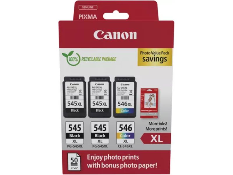 Canon PG-545XL + PG-545XL + CL-546XL photo value pack - Schwarz + 3 Farben - Druckerpatrone - Multipack