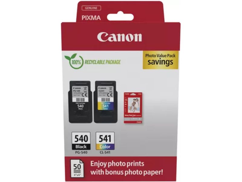 Canon PG-540 + CL 541 photo value pack - Schwarz + 3 Farben - Druckerpatrone - Multipack Image