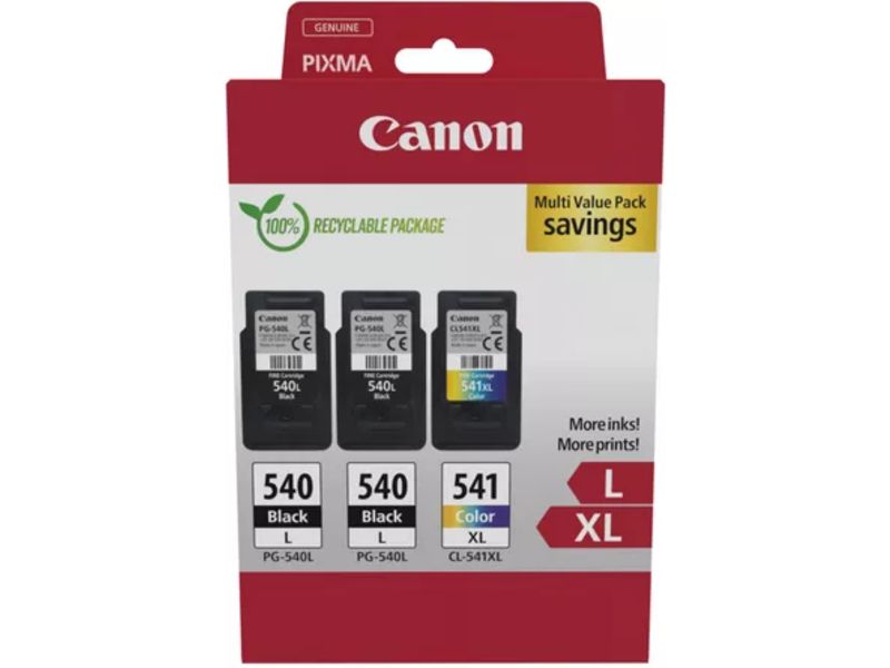 Canon PG-540L + PG540L + CL 541XL multipack - Schwarz + 3 Farben - Druckerpatrone - Multipack