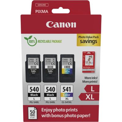 Canon PG-540L + PG-540L + CL 541XL photo value pack - Schwarz + 3 Farben - Druckerpatrone - Multipack