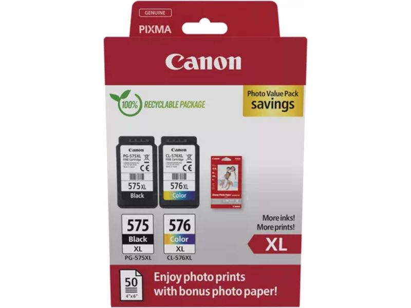 Canon PG-575XL/CL-576XL - Schwarz + 3 Farben - Druckerpatrone - Multipack