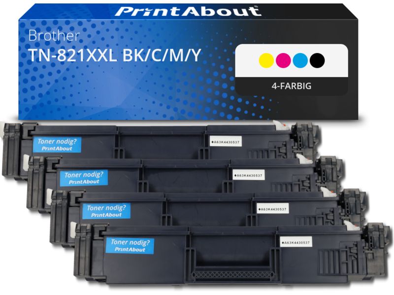 PrintAbout Toner TN-821XXL BK/C/M/Y 4-farbig Multipack Extra hohe Kapazität für Brother