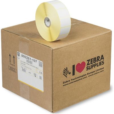 Zebra 800261-107 - (38 mm x 25 mm) 12 Rollen - Schwarz auf weiß - Etikett