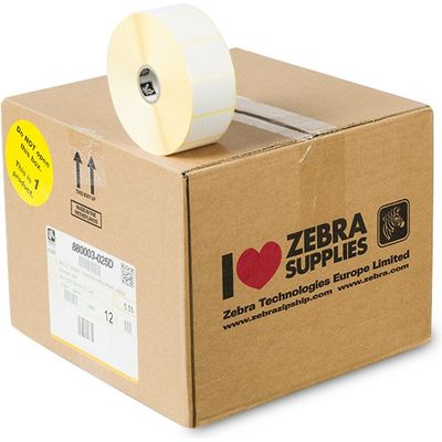 Zebra 880003-025D - (38 mm x 25 mm) 12 Rollen - Schwarz auf weiß - Etikett