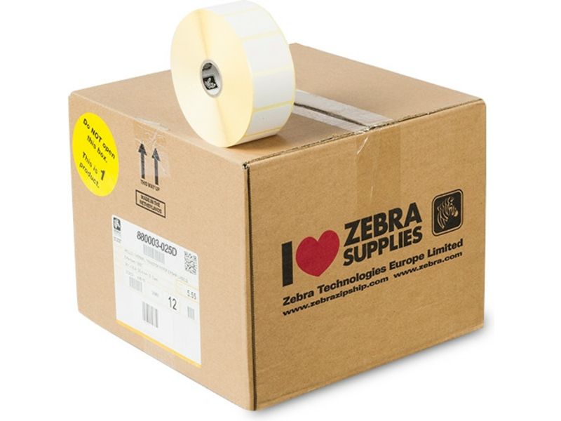 Zebra 880003-025D - (38 mm x 25 mm) 12 Rollen - Schwarz auf weiß - Etikett