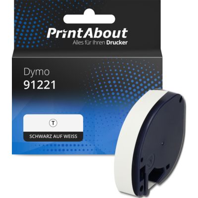 Schriftband kompatibel mit Dymo 91221 (S0721660) - Schwarz auf weiß