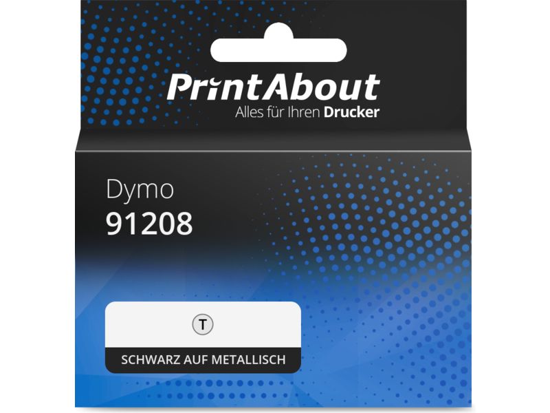 PrintAbout Tape 91208 (S0721730) Schwarz Auf Metallisch (12 Mm) Für Dymo