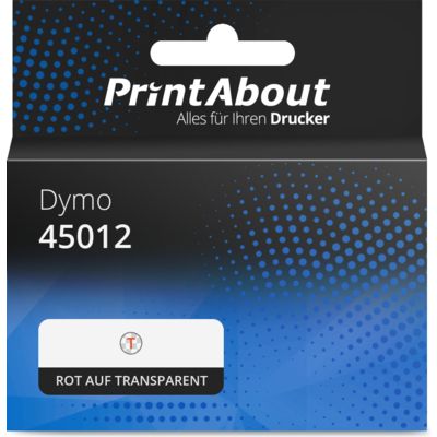 Schriftband kompatibel mit Dymo 45012 (S0720520) - (12 mm) - Rot auf transparent