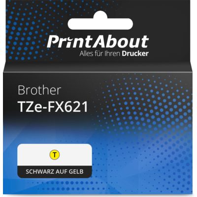 Schriftband kompatibel mit Brother TZe-FX621 - (9 mm) - Schwarz auf gelb