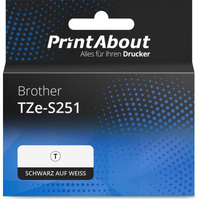 Schriftband kompatibel mit Brother TZe-S251 - (24 mm x 24 mm) - Schwarz auf weiß