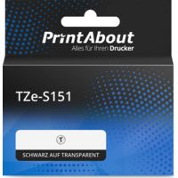 Schriftband kompatibel mit Brother TZe-S151 - (24 mm x 24 mm) - Schwarz auf transparent
