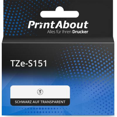 Schriftband kompatibel mit Brother TZe-S151 - (24 mm x 24 mm) - Schwarz auf transparent