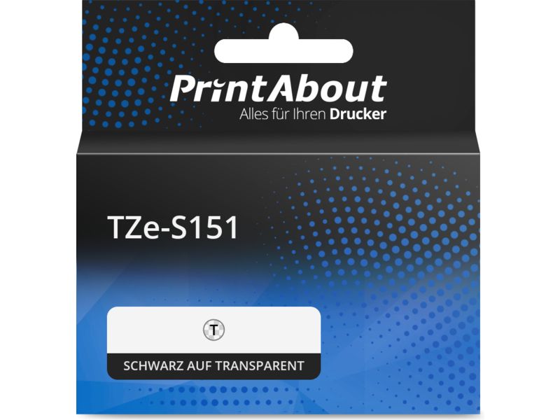 PrintAbout Tape TZe-S151 Schwarz auf transparent (24 mm x 24 mm) für Brother