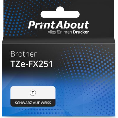 Schriftband kompatibel mit Brother TZe-FX251 - (24 mm x 24 mm) - Schwarz auf weiß