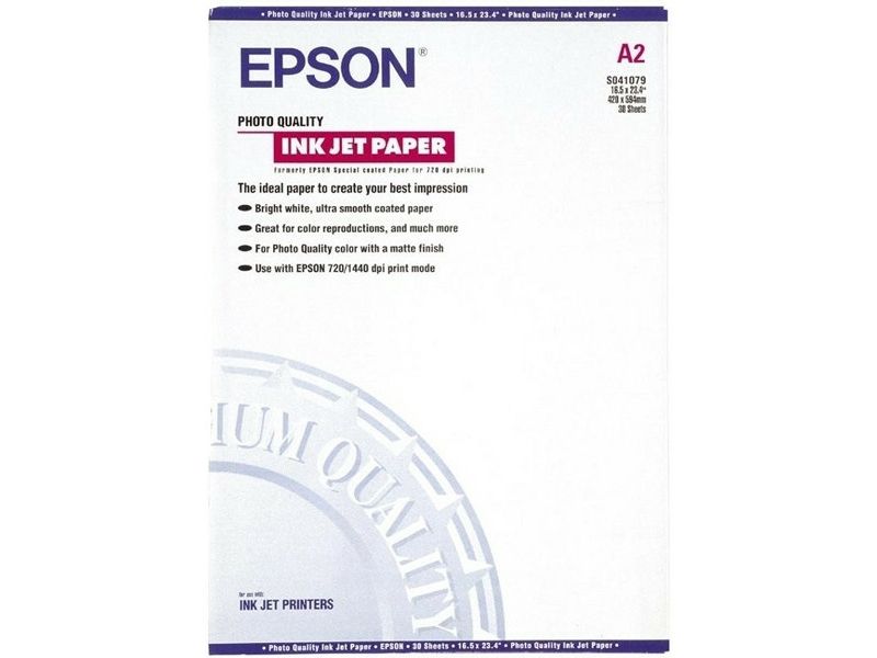 Epson S041079 photo quality inkjet paper (102 gram) A2 - (30 Blätter) - Fotopapier