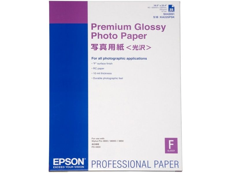 Epson S042091 Premium glossy photo paper 255 gram A2 - (25 Blätter) - Fotopapier