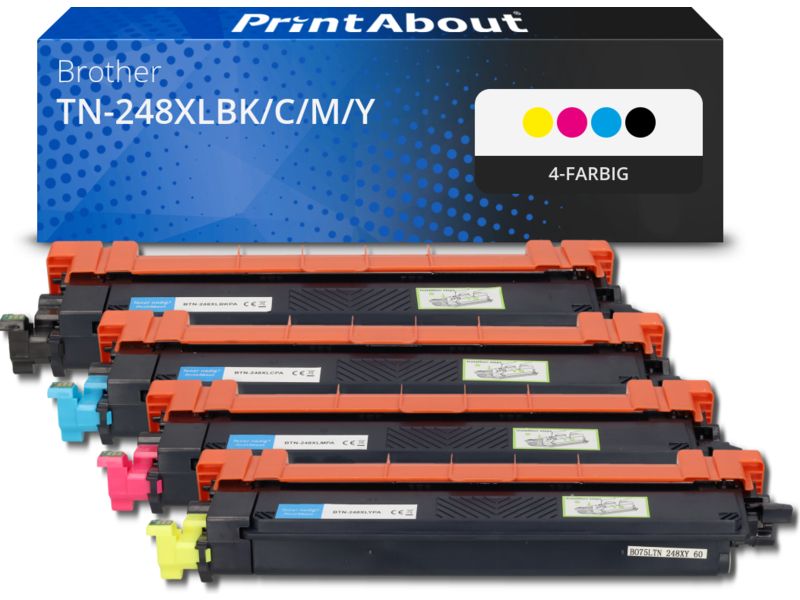 PrintAbout Toner TN-248XLBK/C/M/Y 4-farbig Multipack Hohe Kapazität für Brother