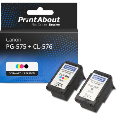 Druckerpatrone kompatibel mit Canon PG-575 + CL-576 - Schwarz + 3 Farben - Multipack