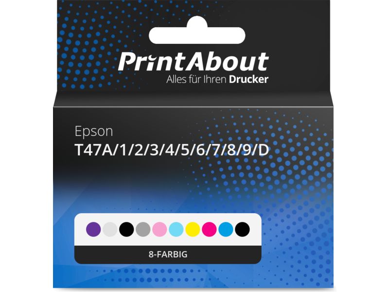 PrintAbout Druckerpatrone T47A/1/2/3/4/5/6/7/8/9/D 8-farbig Multipack für Epson