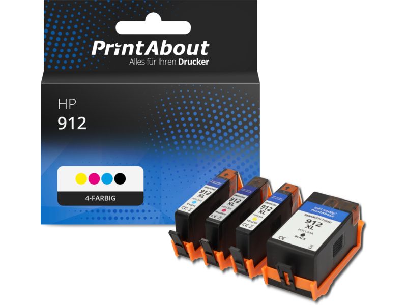 PrintAbout Druckerpatrone 912 (3YL77/78/79/80AE) 4-farbig Multipack für HP