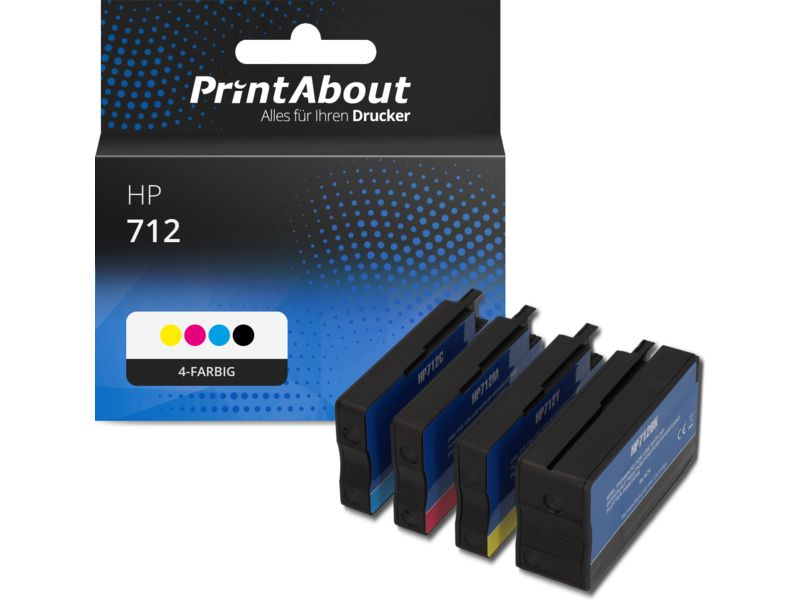 PrintAbout Druckerpatrone kompatibel mit HP 712 (3ED67/68/69/70A) - 4-farbig - Multipack