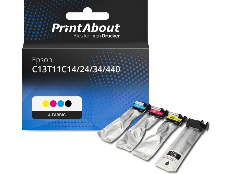 PrintAbout Druckerpatrone C13T11C14/24/34/440 4-farbig Multipack für Epson