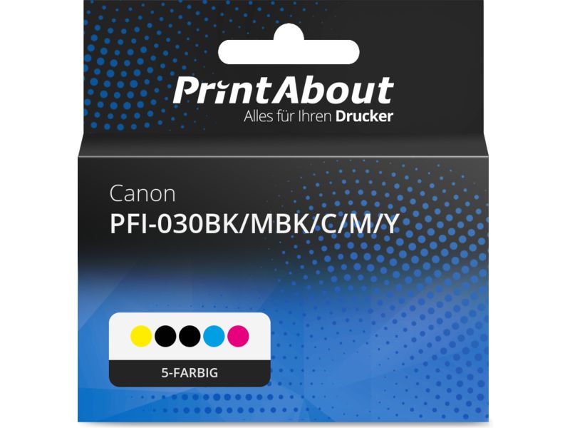 PrintAbout Druckerpatrone PFI-030BK/MBK/C/M/Y 5-farbig Multipack für Canon