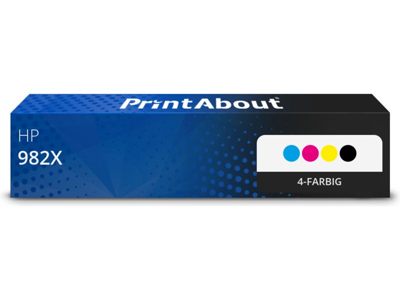 PrintAbout Druckerpatrone 982X (T0B27/28/29/30A) 4-farbig Multipack Hohe Kapazität für HP