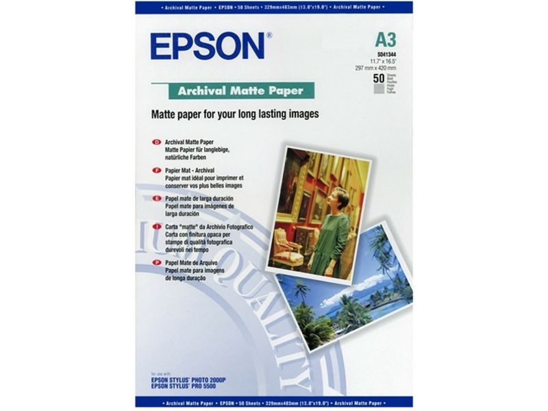 Epson S041344 Archival Matte Paper A3 (50 vel) - Fotopapier