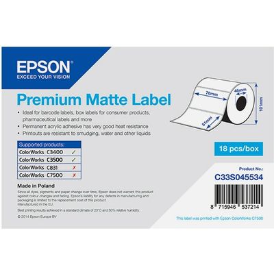 Epson C33S045534 Premium Matte - (51mm x 76mm) - Weiß - Etikett
