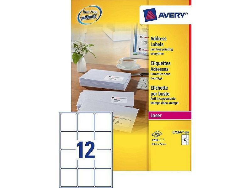 Avery L7164-100 - 63,5 x 72 mm - Aufkleberbogen