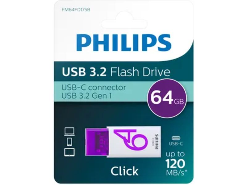 Philips 3.2-stick Click 64GB USB-C - USB-Stick