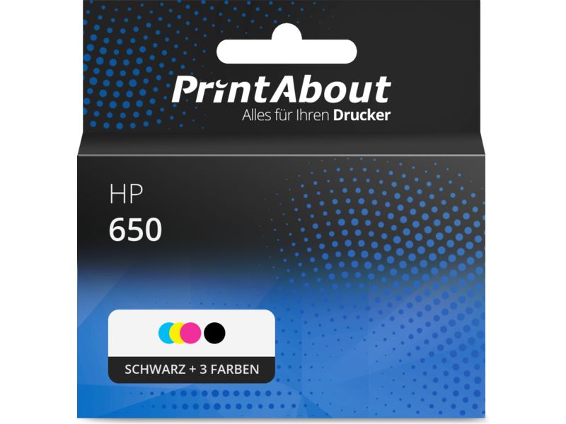 PrintAbout Druckerpatrone 650 (CZ101/02AE) Schwarz + 3 Farben Multipack für HP