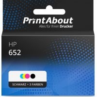 Druckerpatrone kompatibel mit HP 652 (F6V24AE) - Schwarz + 3 Farben - Multipack